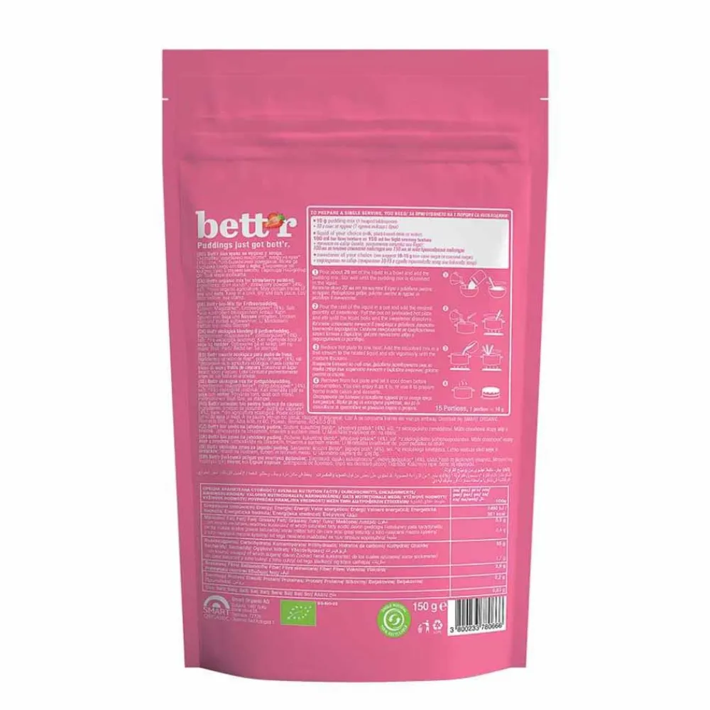 Bett'r Pudding En Pannenkoek>Aardbeien Pudding Mix - 150g - BIO