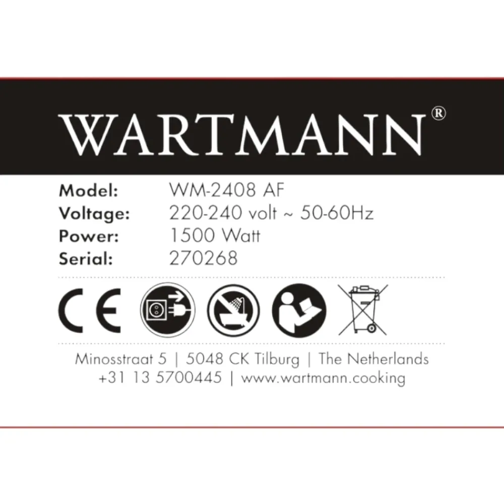 Wartmann Airfryer>Airfryer - WM-2408 AF - 6L - Keramisch en gifvrij bakken