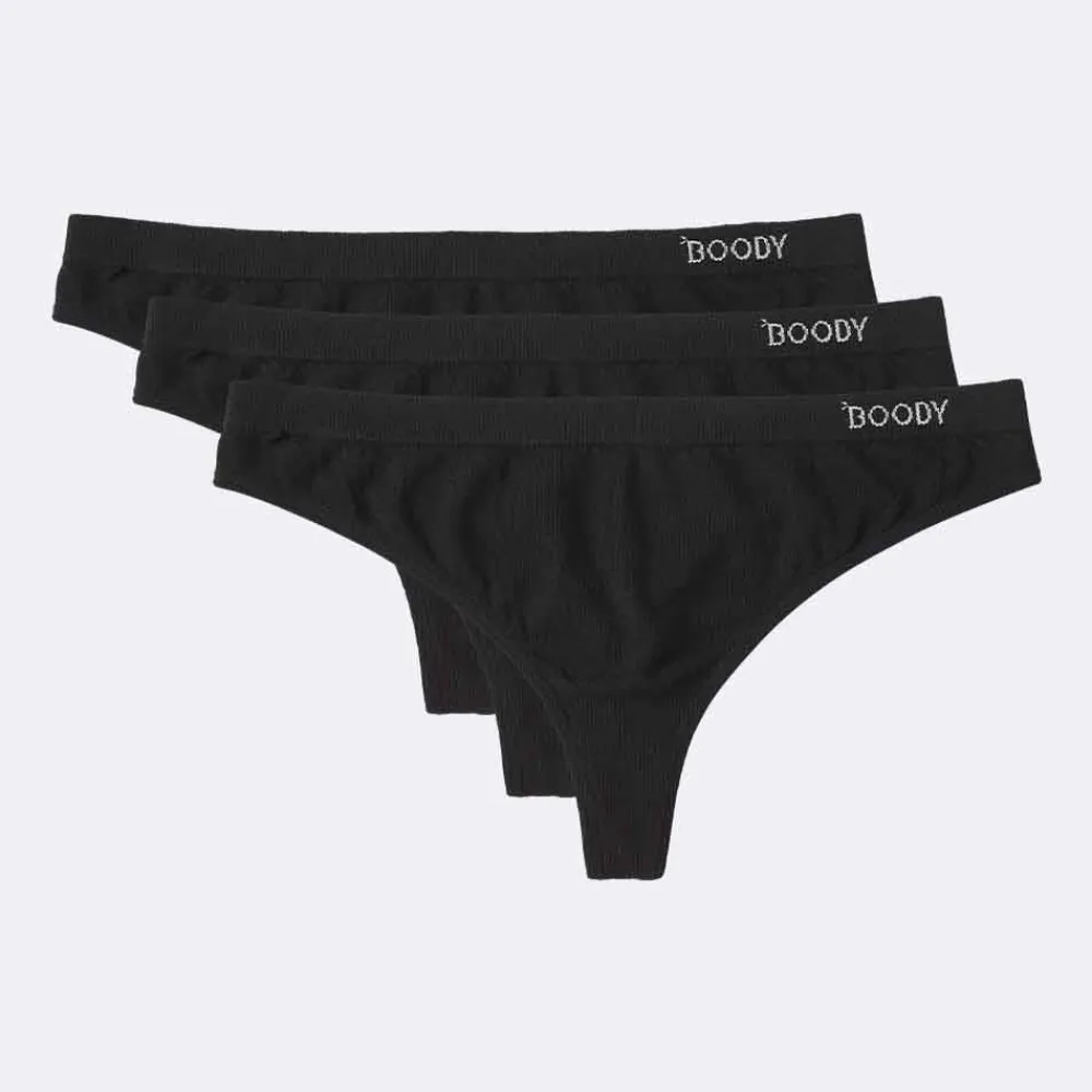 DAMES Boody Dames Slips>Bamboe String - Zwart