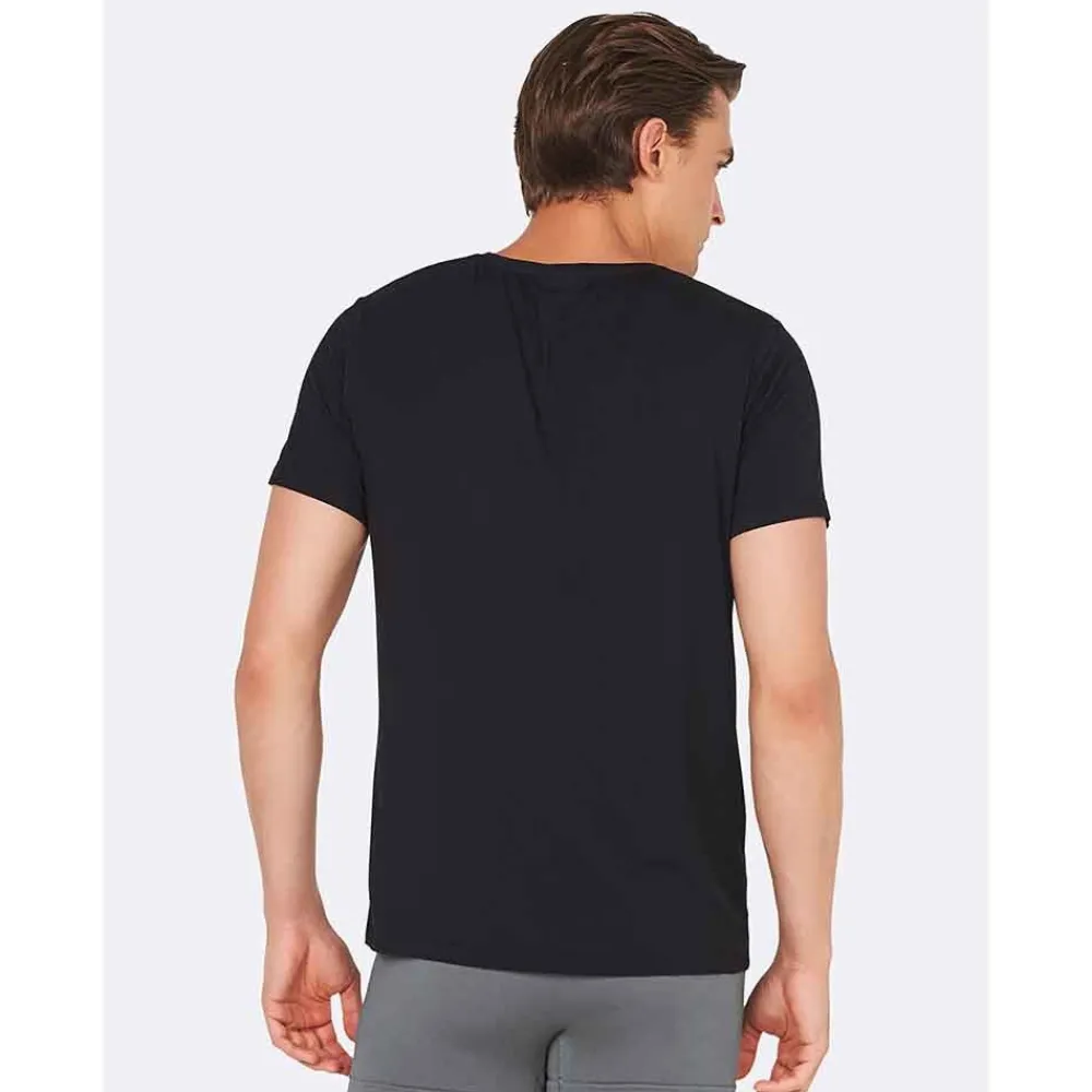 Heren Boody Shirts|Heren Ondergoed>Bamboe T-Shirt Heren - V-hals Zwart