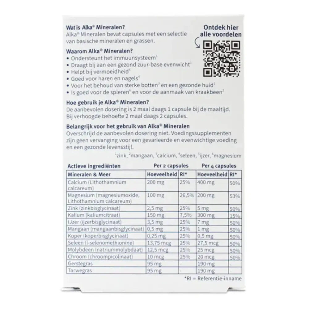 Alka Ontzuren|Ontzuringsproducten>Basische Mineralen - 100 capsules