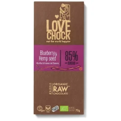 Lovechock Chocolade>Blauwe Bessen / Hennep Zaadjes Tablet 85% - 70g - BIO