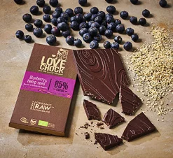 Lovechock Chocolade>Blauwe Bessen / Hennep Zaadjes Tablet 85% - 70g - BIO