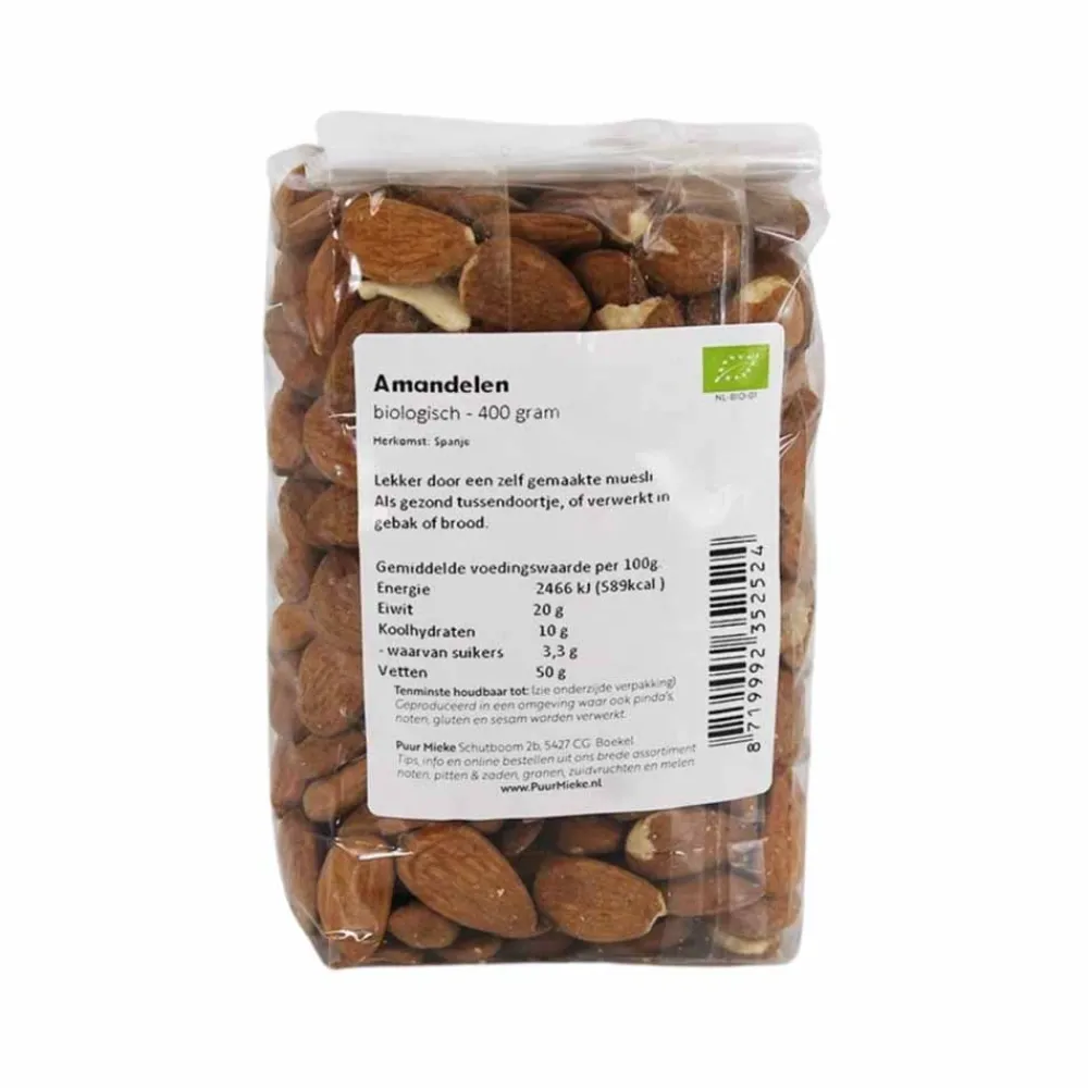 Puur Mieke Fruit & Noten|Biologische Noten>Bruine amandelen - 400g - BIO