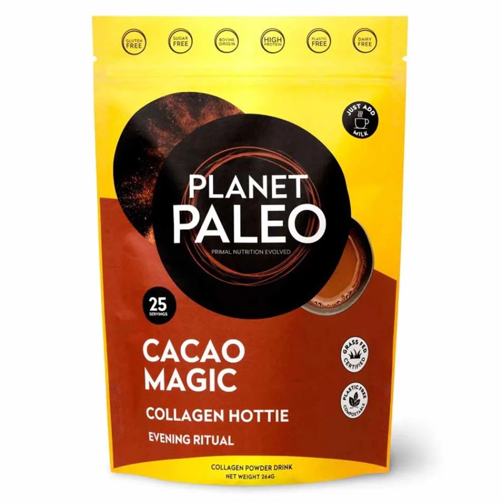 Planet Paleo Rundercollageen|Eiwit Collageen>Cacao Drink met Collageen Poeder - 264g