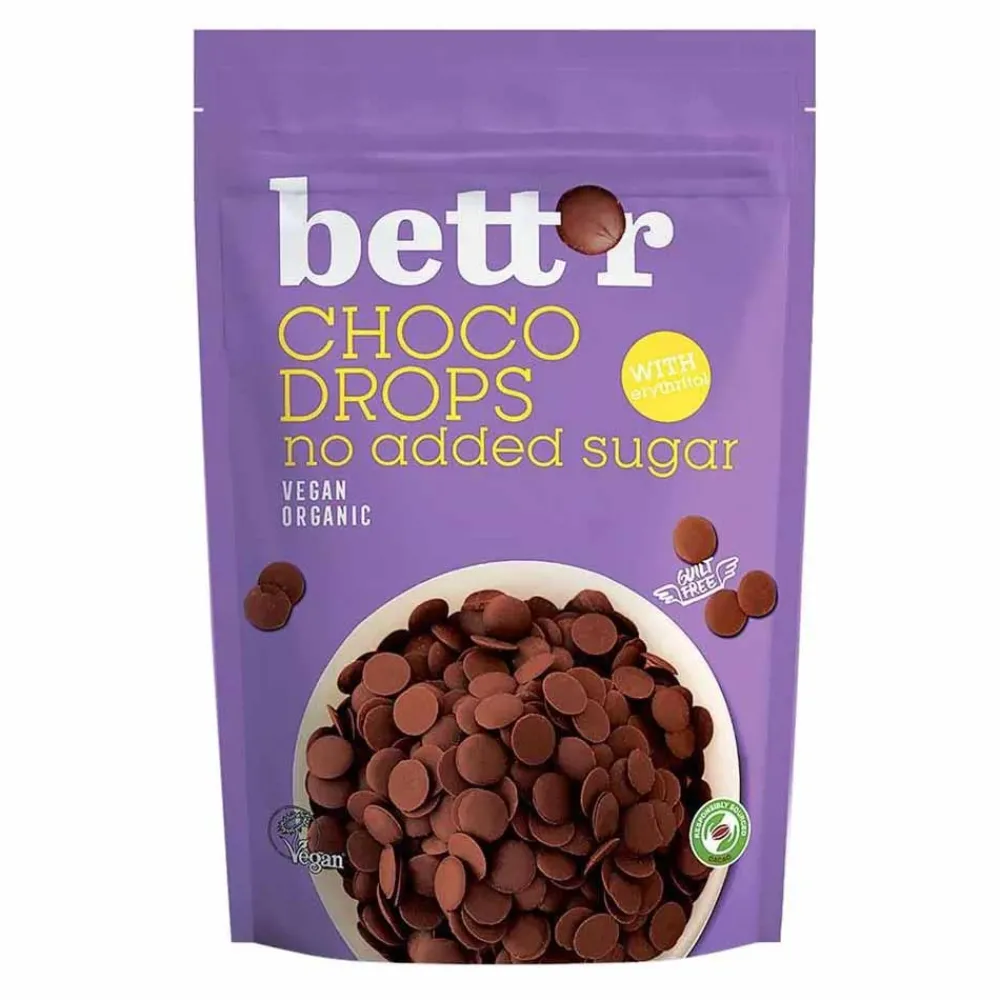 Bett'r Erythritol|Chocolade Druppels>Chocolade Druppels met Erythritol - 200g - BIO