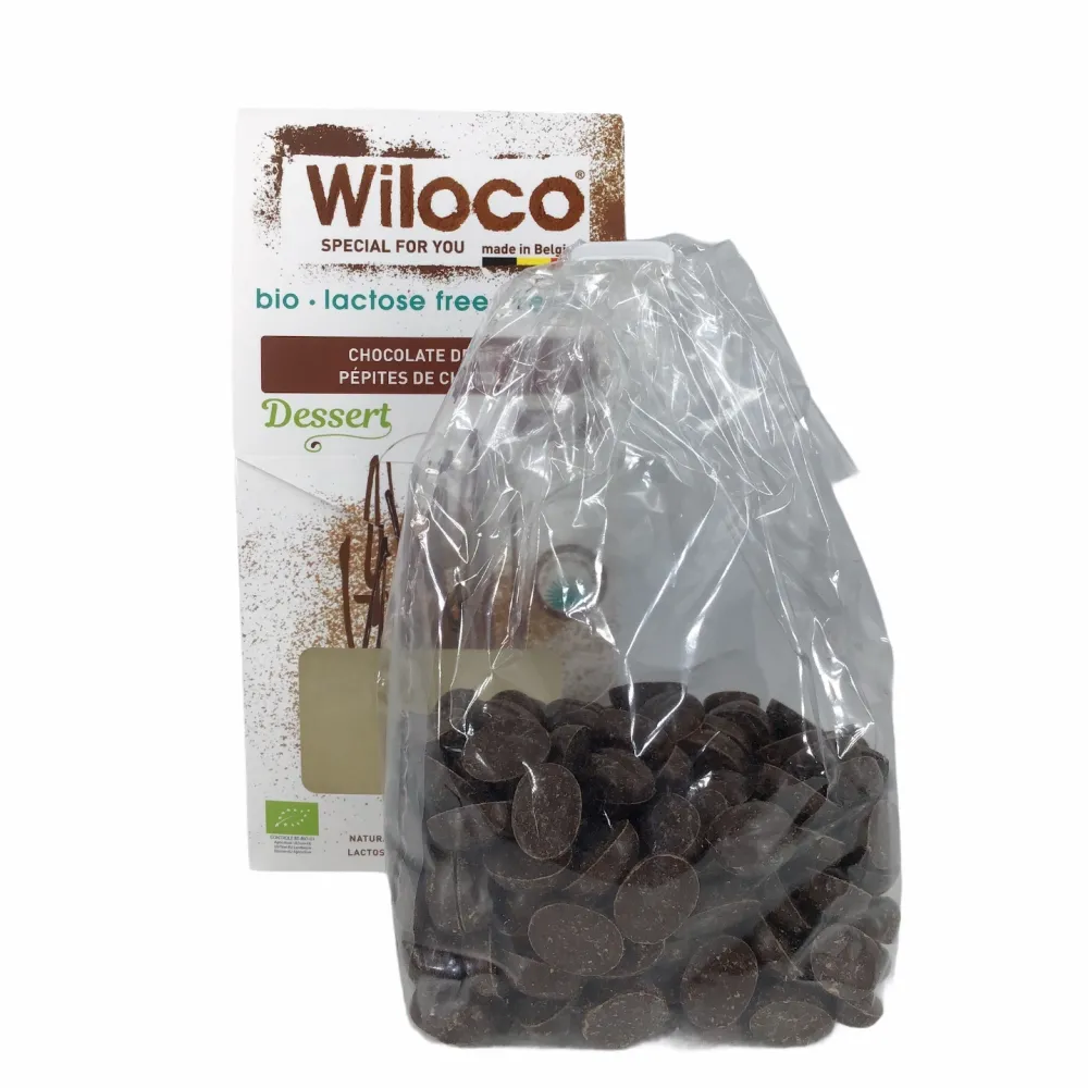 Wiloco Chocolade|Chocolade Druppels>Chocolade Druppels Puur Lactosevrij - 300g - BIO