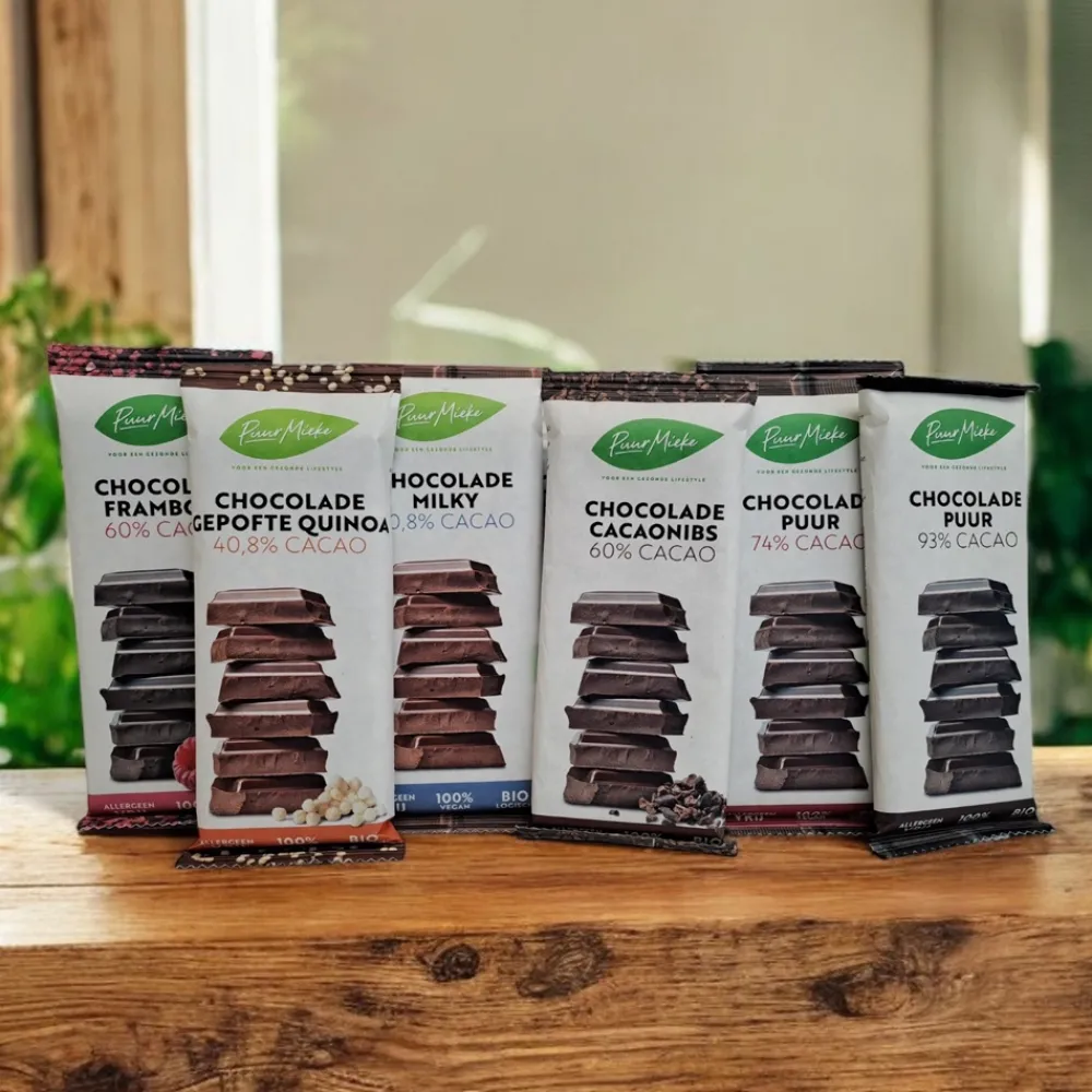 Puur Mieke Chocolade>Chocoladereep Cacaonibs - 60% Cacao - BIO