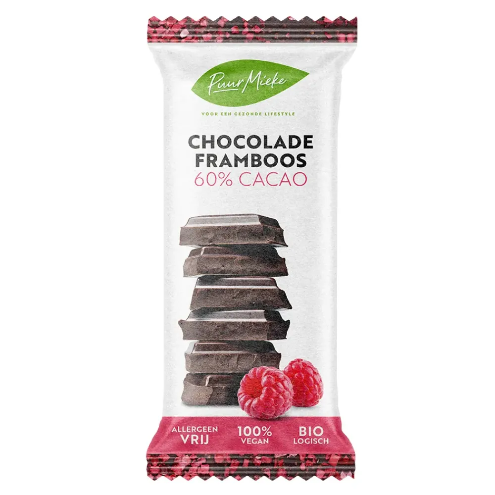 Puur Mieke Chocolade>Chocoladereep Framboos - 60% Cacao - BIO