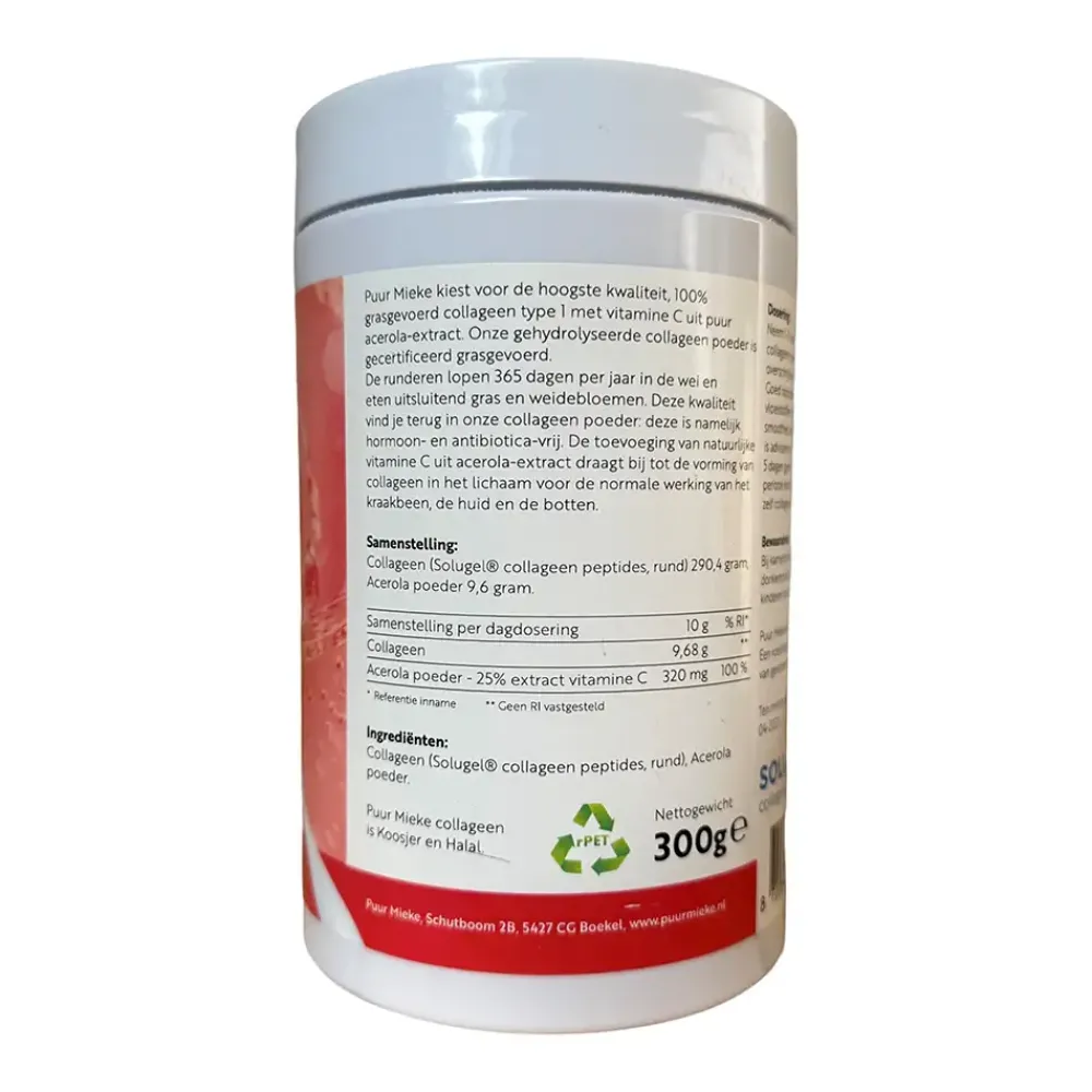 Puur Mieke Rimpels|Puur Mieke Supplementen>Collageen poeder met vitamine C gehydrolyseerd - 300g