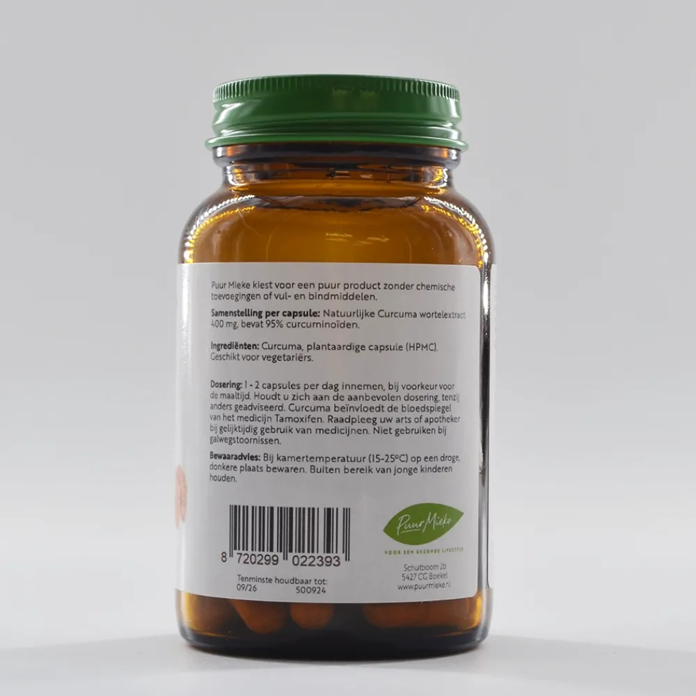 Puur Mieke Immuunsysteem|Botten & Gewrichten>Curcuma Capsules - 400mg - 60 caps