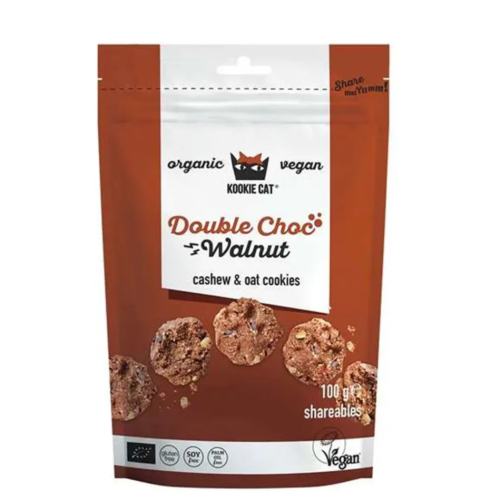 Kookie Cat Koekjes|Chocolade>Double Choc Walnoot Koekjes 100g - BIO