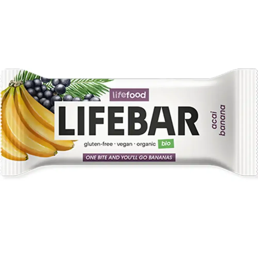 Lifefood Repen|Energierepen>Energiereep Acaï Banaan RAW - 40g - BIO