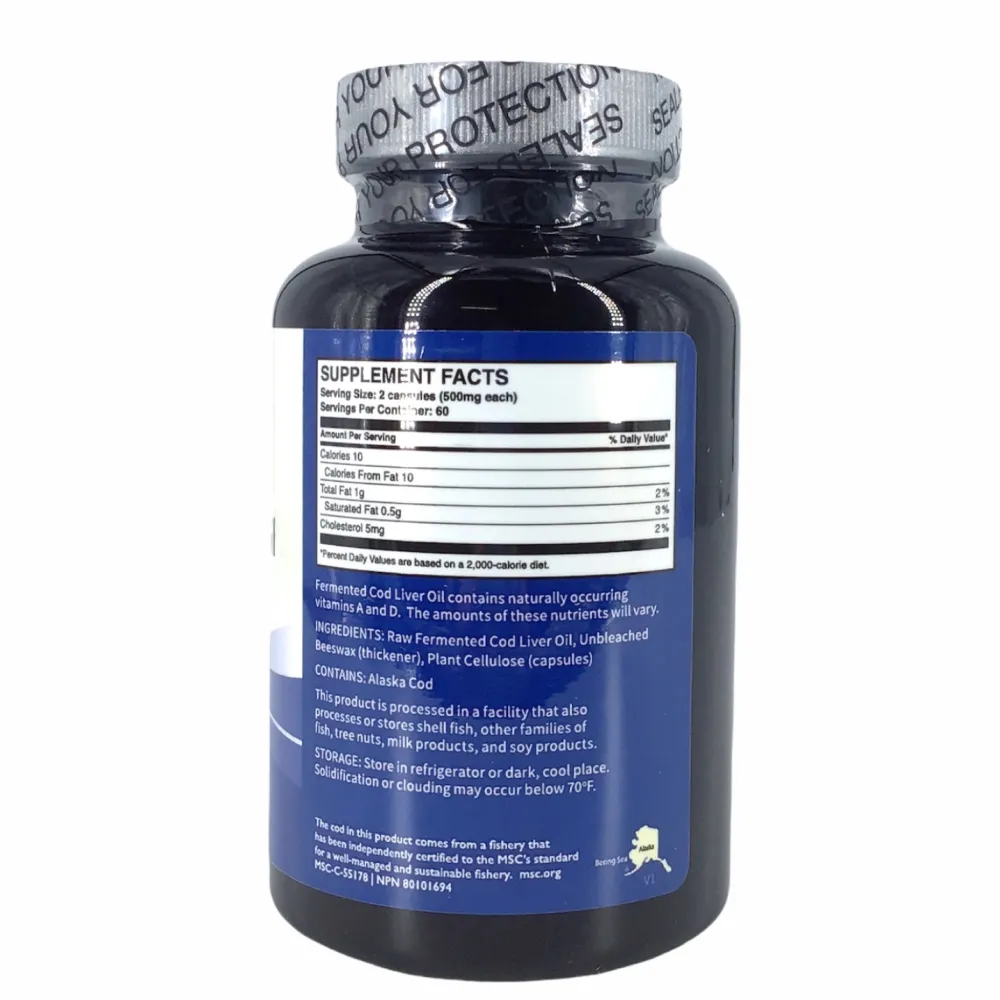 Hersenen|Visolie / Omega 3 / Levertraan>Gefermenteerde Levertraan - 120 capsules