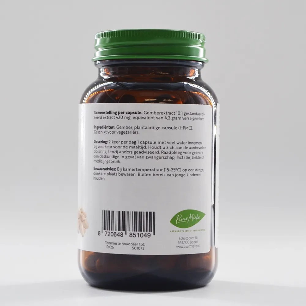 Puur Mieke Spijsvertering|Immuunsysteem>Gember - 420mg - 90 caps
