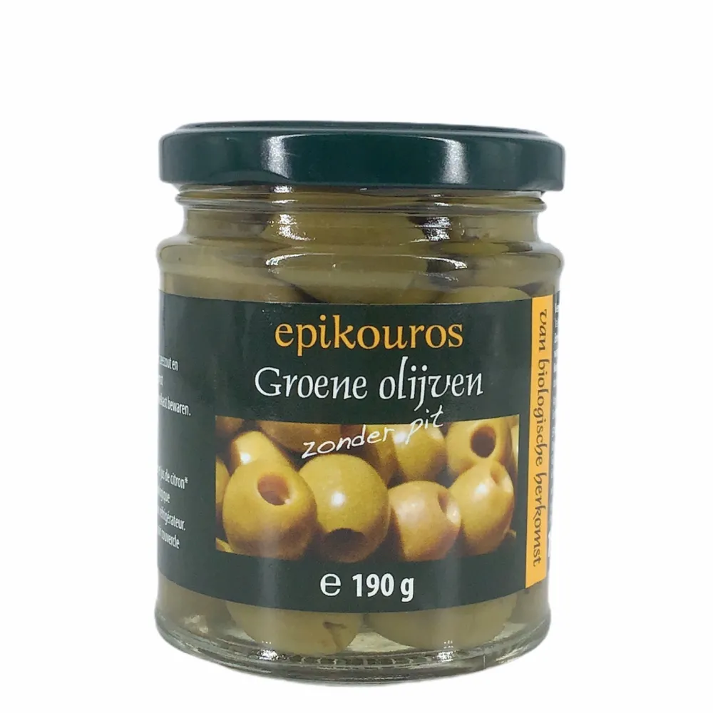 Epikouros Conserven (in Glas)|Paleo Aip>Groene olijven zonder pit 190g - BIO