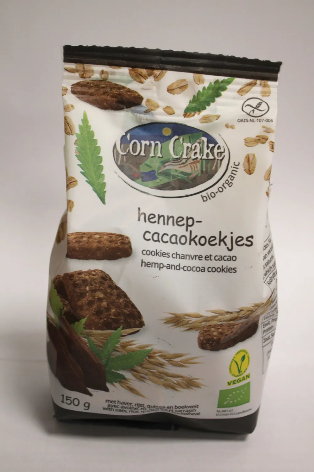 Corn Crake Koekjes>Haverkoekjes met Hennep-Cacao - 150g - BIO