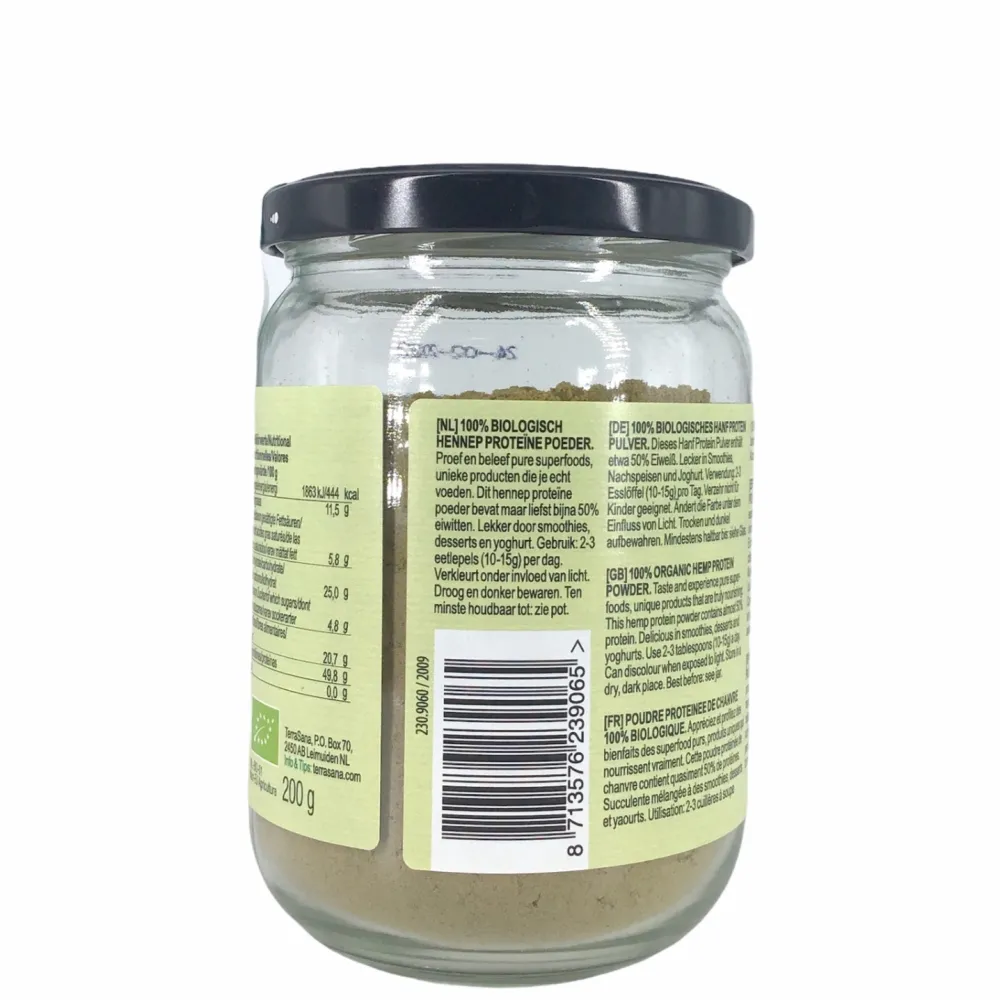 Terrasana Spieren|Zaden>Hennep Proteinepoeder in Glas 200g-BIO