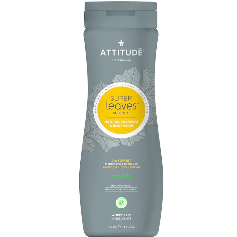 ATTITUDE Mannenverzorging|Bad En Douche>2-in-1 Sport - Shampoo en Body Wash - Mannen - 473ml