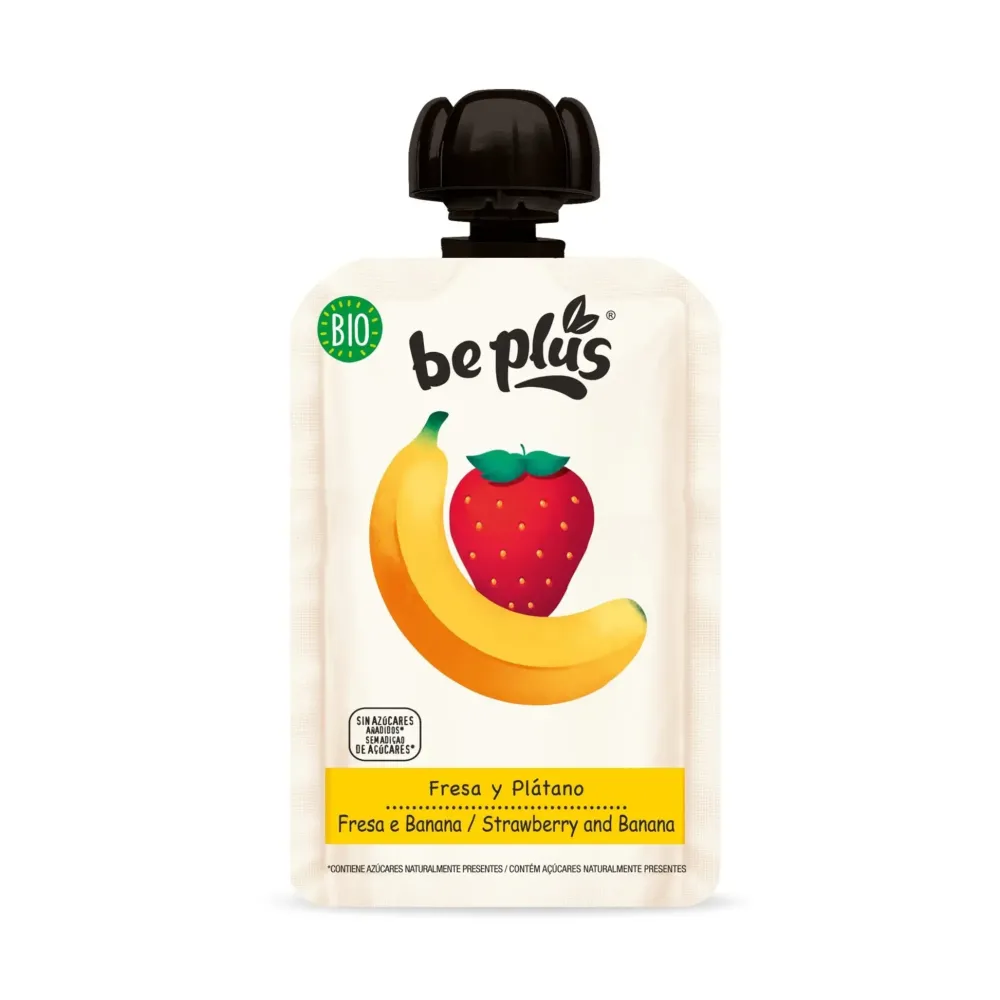 Be Plus Fruit & Noten|Sap & Frisdranken>Knijpfruit Aardbei Banaan - 100g - BIO