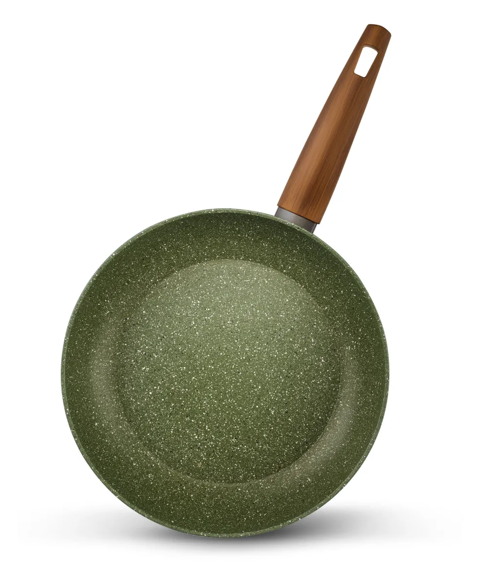 Natura Induction Koekenpan Zonder Teflon>Koekenpan 28cm met hout-look greep - VegeTek