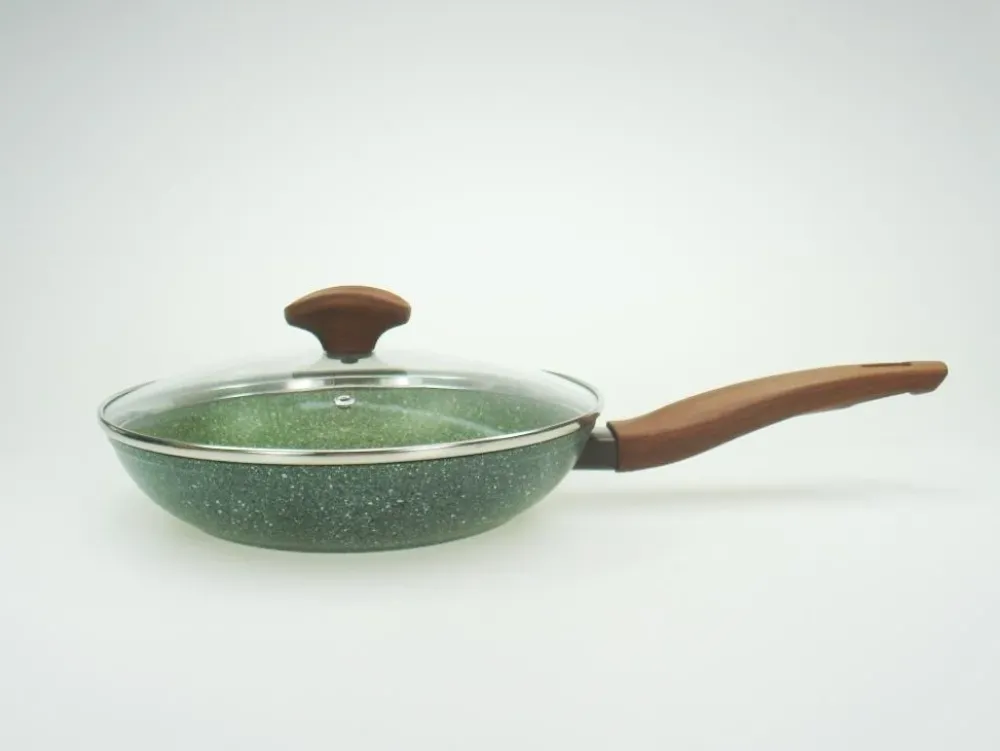 Natura Induction Koekenpan Zonder Teflon>Koekenpan 24cm met hout-look greep - VegeTek