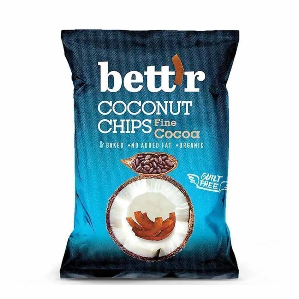 Bett'r Chocolade|Chips & Zoutjes>Kokos Chips Cacao - 40gr - BIO