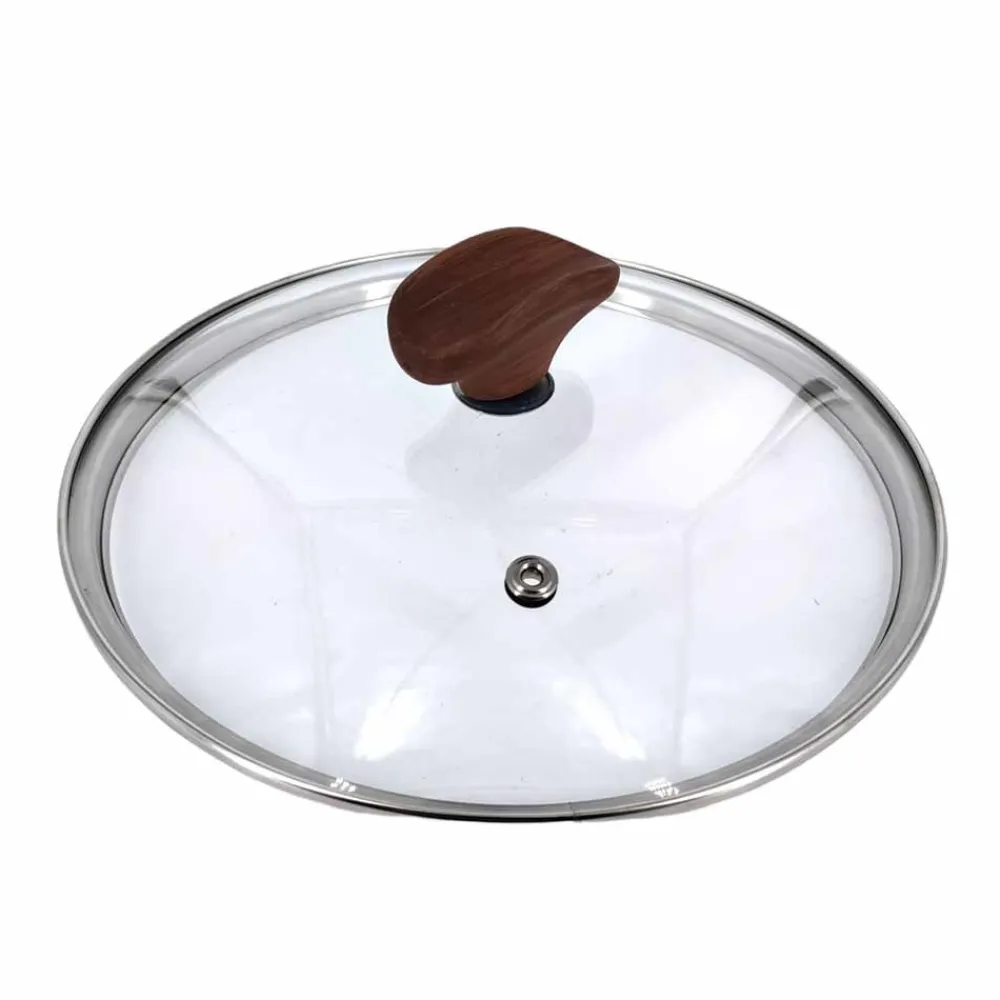 Natura Induction Kookpan>Kookpan 24cm met 2 hout-look grepen + glasdeksel - VegeTek