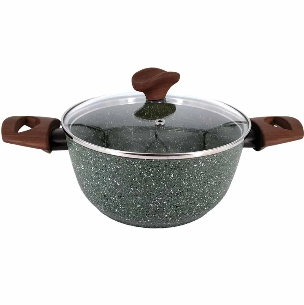 Natura Induction Kookpan>Kookpan met 2 hout-look grepen + glasdeksel - VegeTek