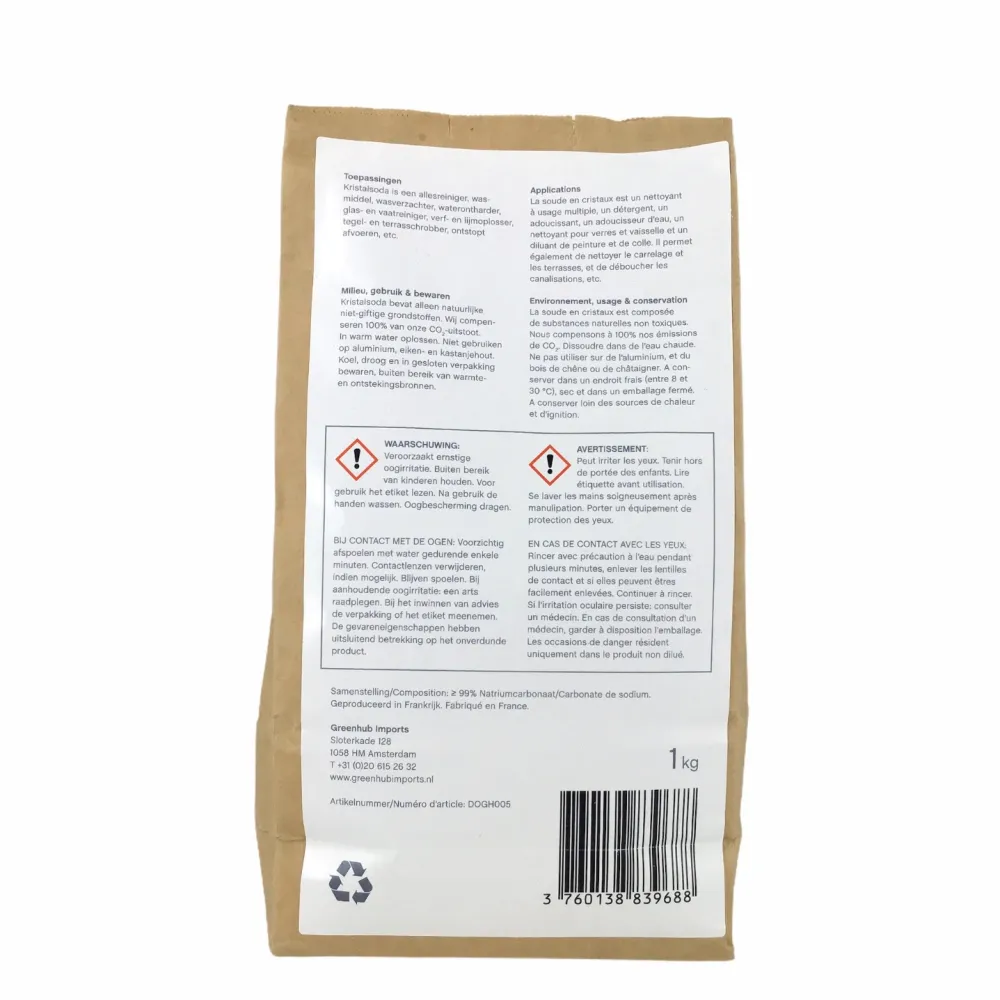 GreenHub Schoonmaakproducten|Schoonmaakproducten>Kristalsoda 3x geconcentreerd - 1kg
