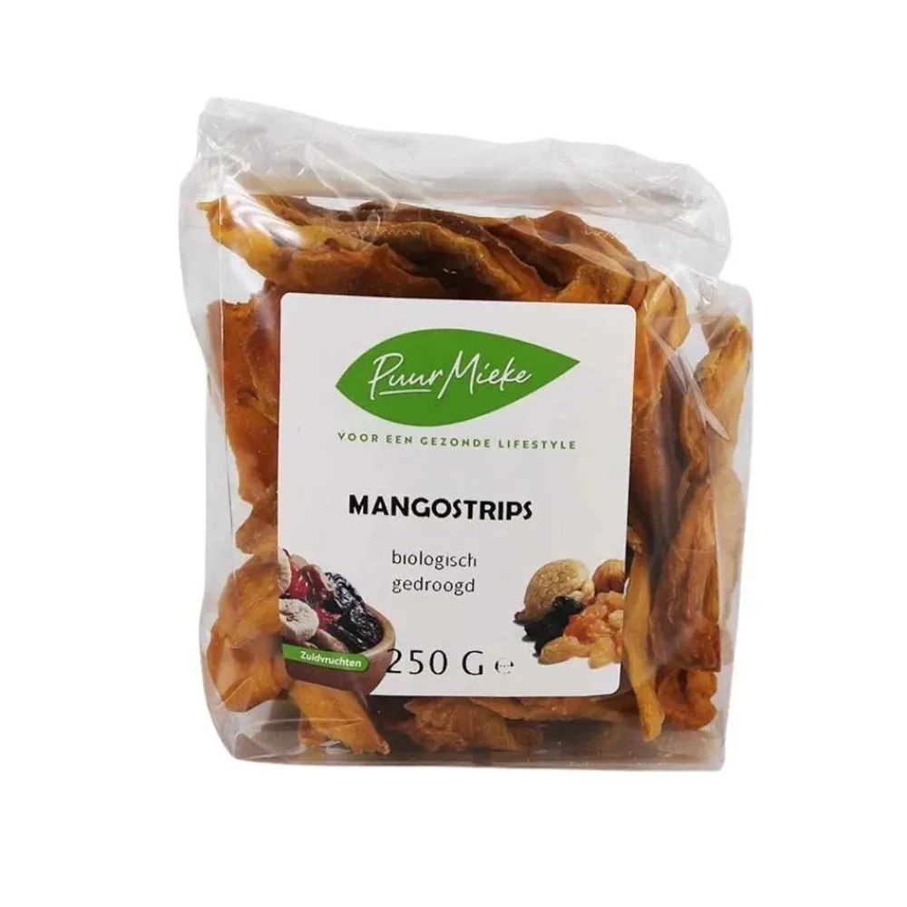 Puur Mieke Fruit & Noten|Bessen En Zuidvruchten>Mango reepjes gedroogd - 250g - BIO