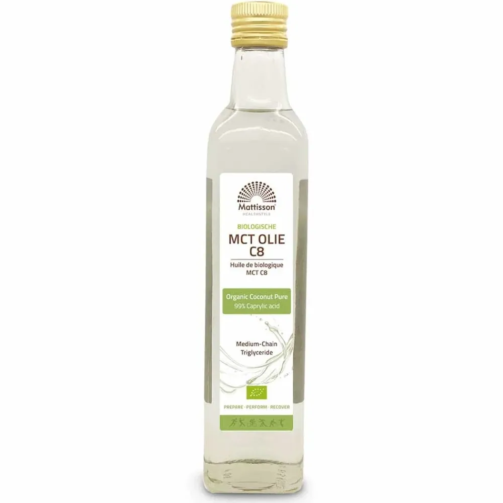 Mattisson Sport Supplementen|Paleo Aip>MCT Olie C8 Puur Kokosnoot 99% Caprylzuur - 500ml - BIO
