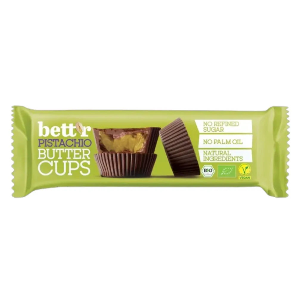 Bett'r Chocolade>Pistache Butter Cups - 39g - BIO