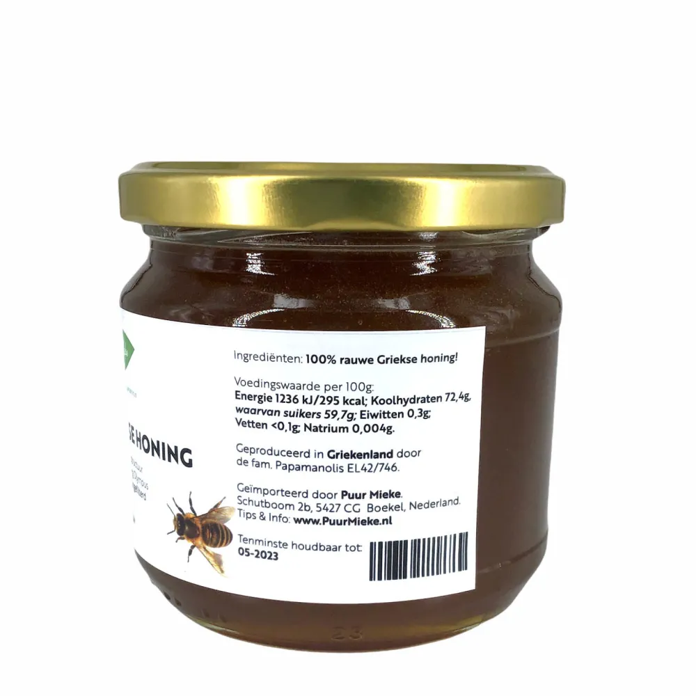 Puur Mieke Bijenproducten|Paleo Aip>Rauwe Griekse Honing - 460g