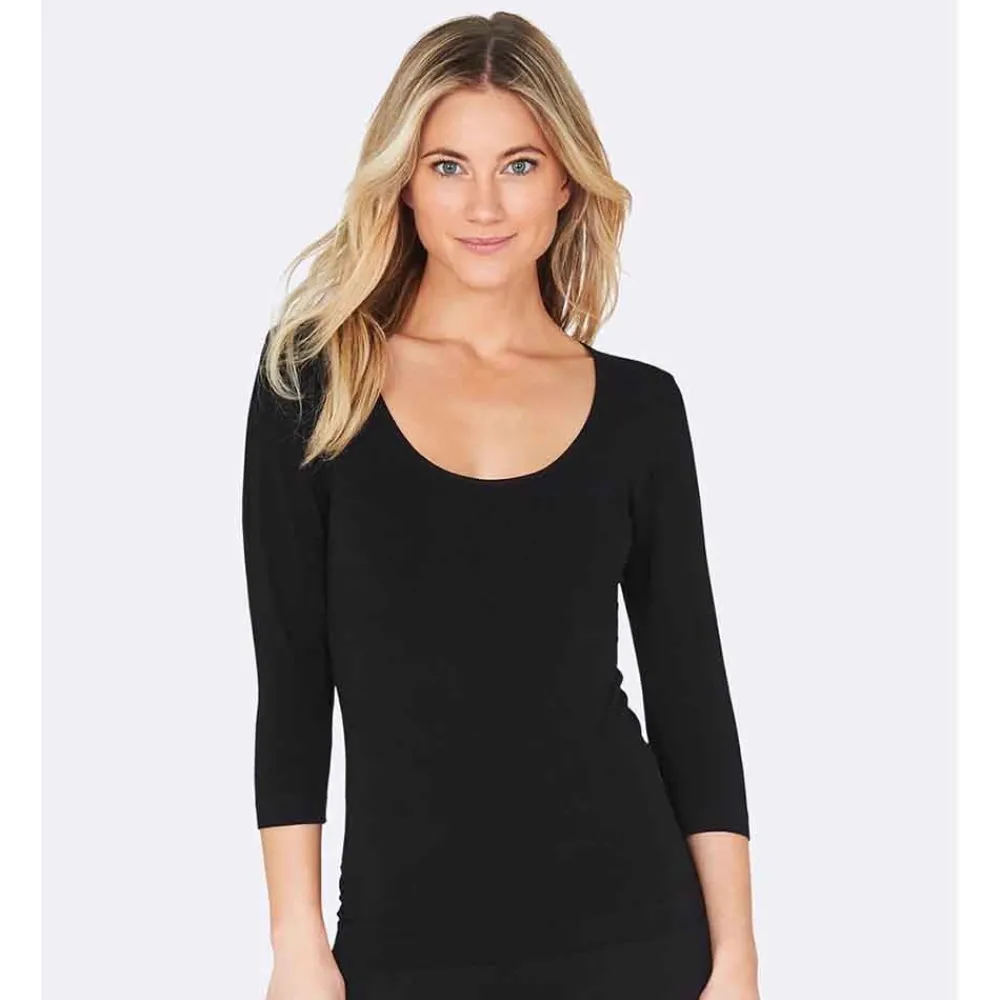 Boody Shirts>Shirt met Driekwart Mouw - Zwart