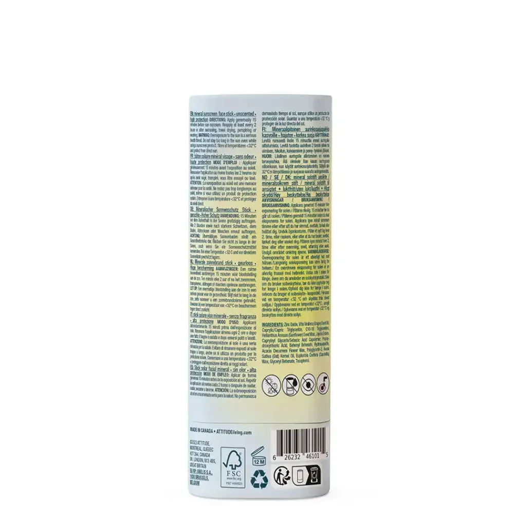 ATTITUDE Zonbescherming>Sunly Zonnebrandstick Gezicht SPF30 - Sensitive - 20g