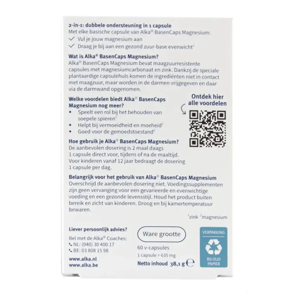 Alka Ontzuren|Ontzuringsproducten>Tabs Magnesium - 60 capsules