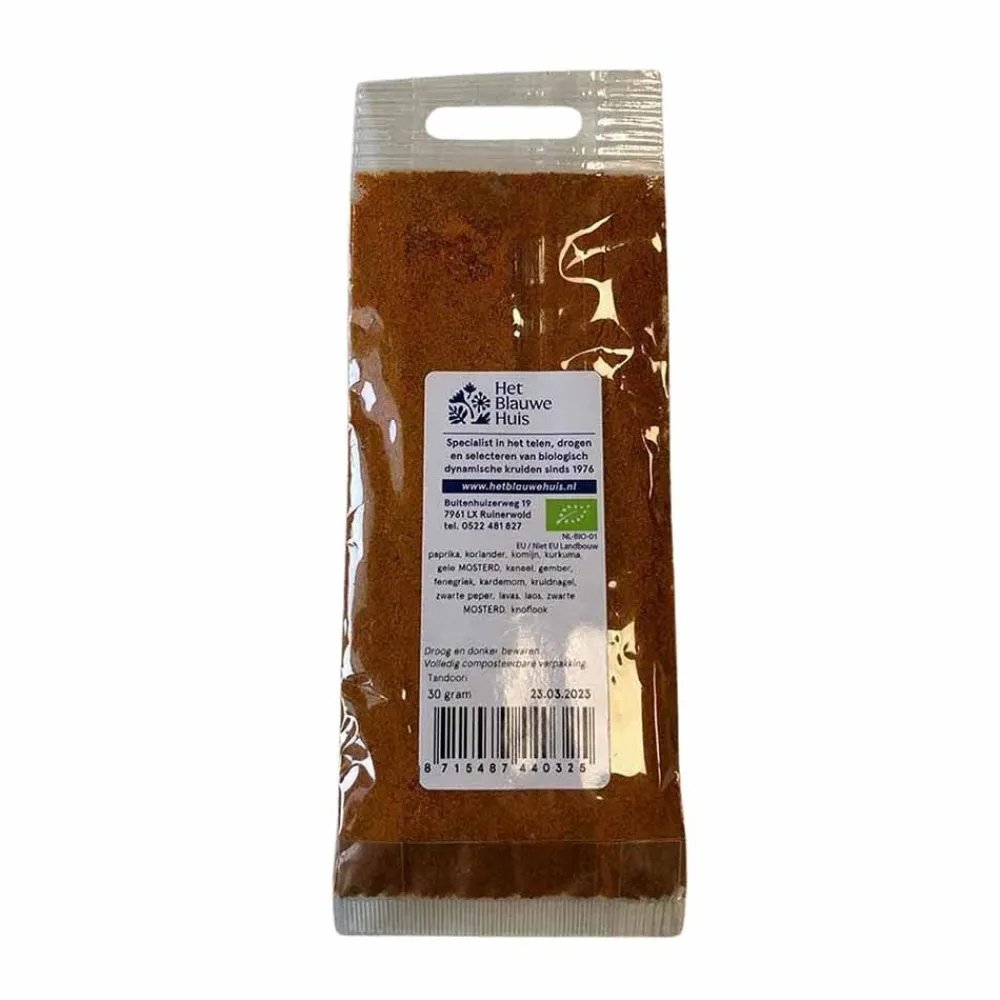 Het Blauwe Huis Kruidenmix>Tandoori Kruiden - 30gr - BIO