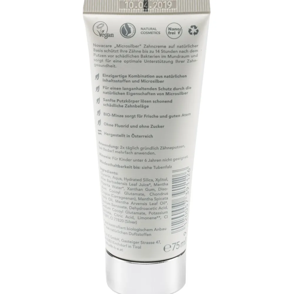 NovaCare Tandpasta>Tandpasta Natuurlijk - Micro Zilver - Munt - BIO