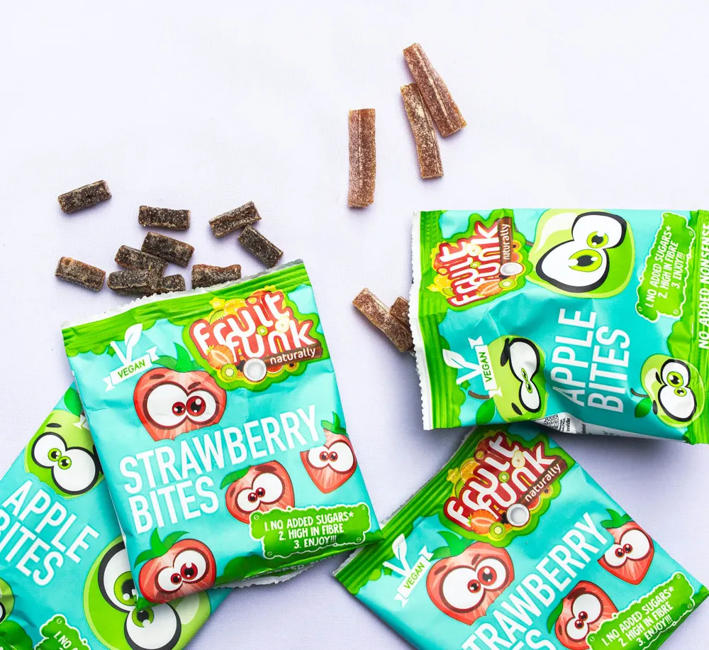 Fruitfunk Snoepjes>Uitdeelzak Mix Aardbei en Appel - (10st) 100g