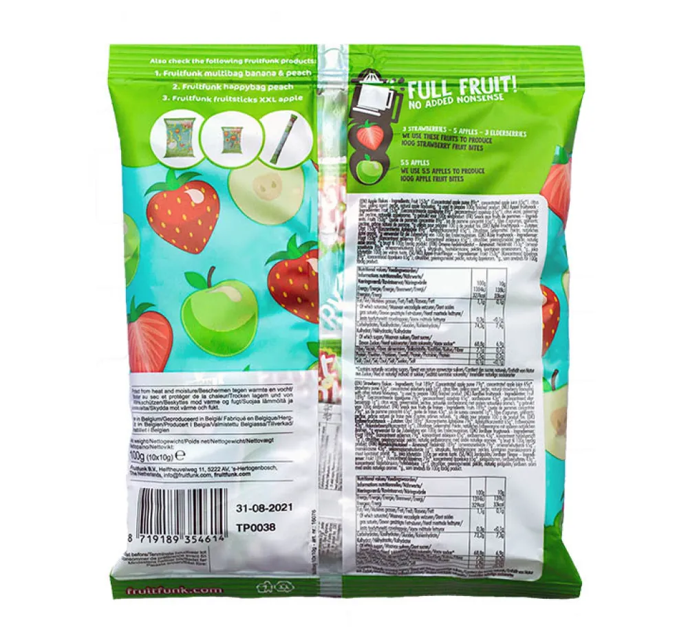 Fruitfunk Snoepjes>Uitdeelzak Mix Aardbei en Appel - (10st) 100g