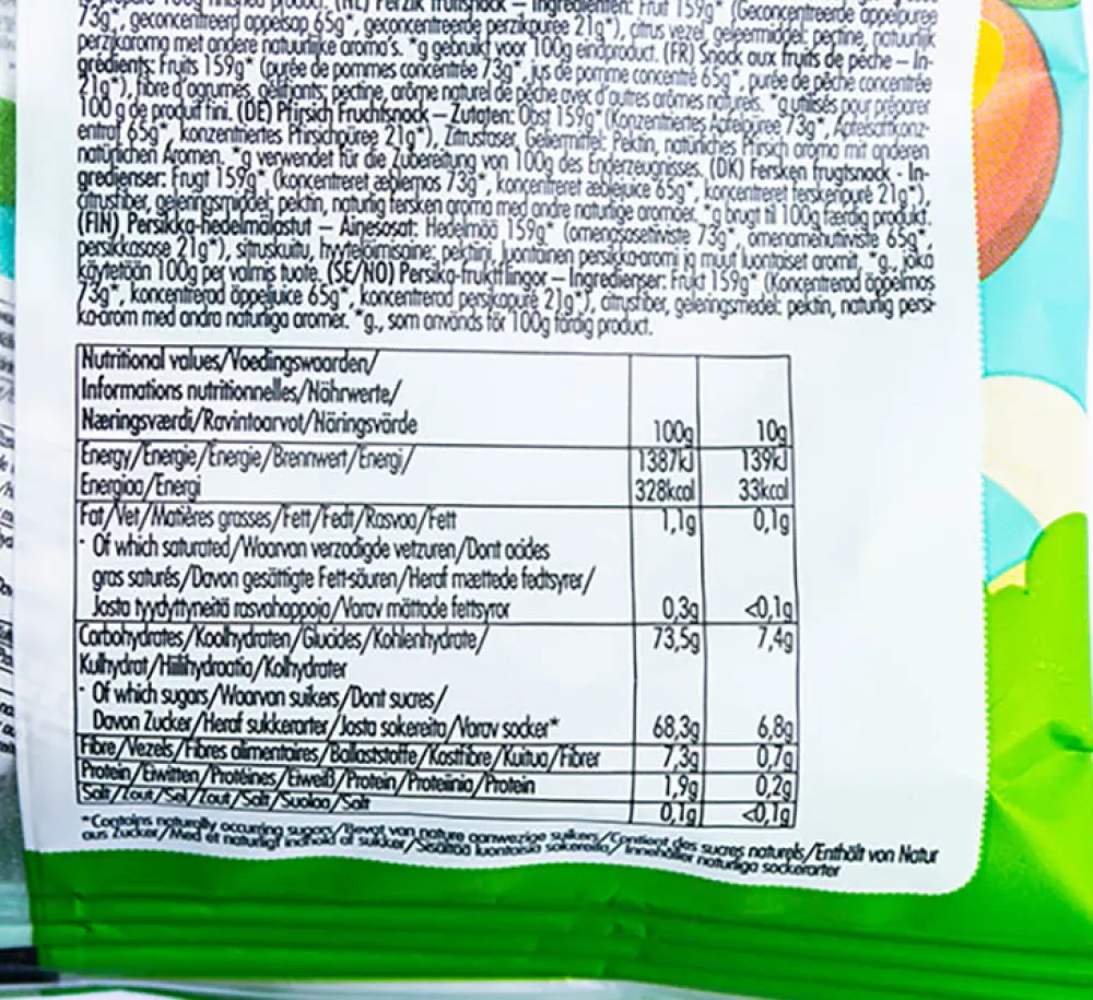 Fruitfunk Snoepjes>Uitdeelzak Mix Banaan en Perzik - (10st) 100g