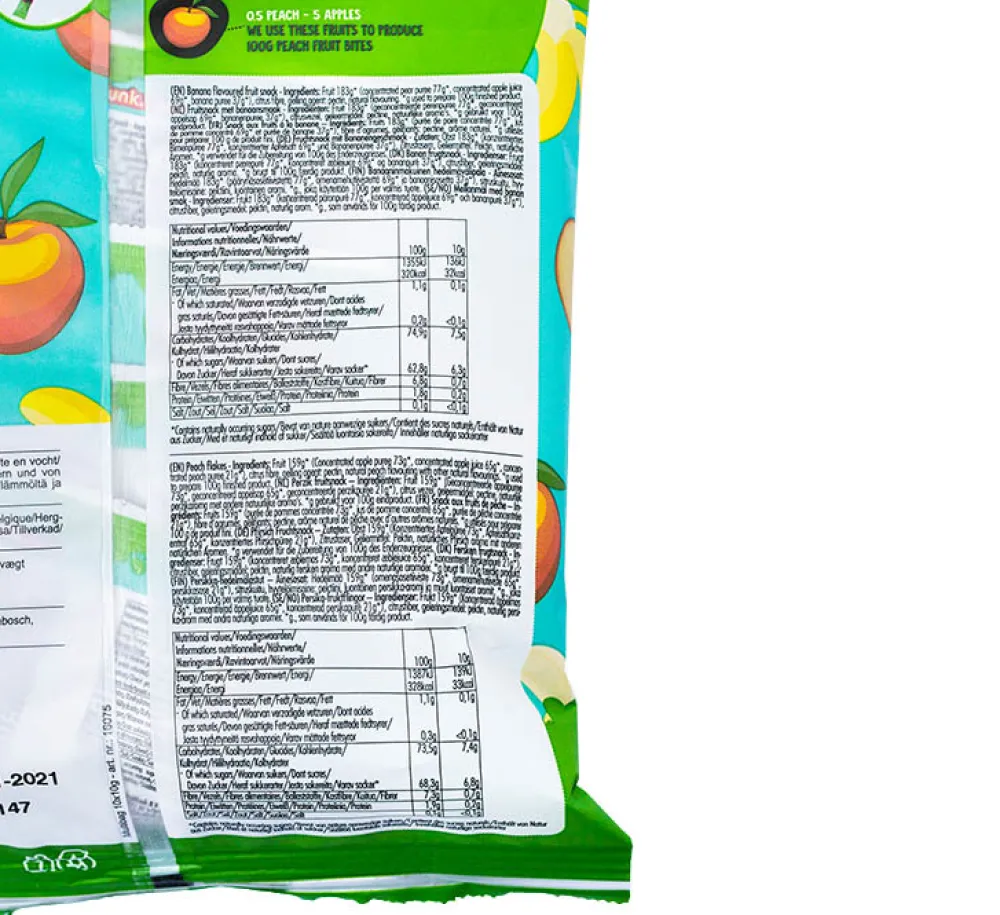 Fruitfunk Snoepjes>Uitdeelzak Mix Banaan en Perzik - (10st) 100g
