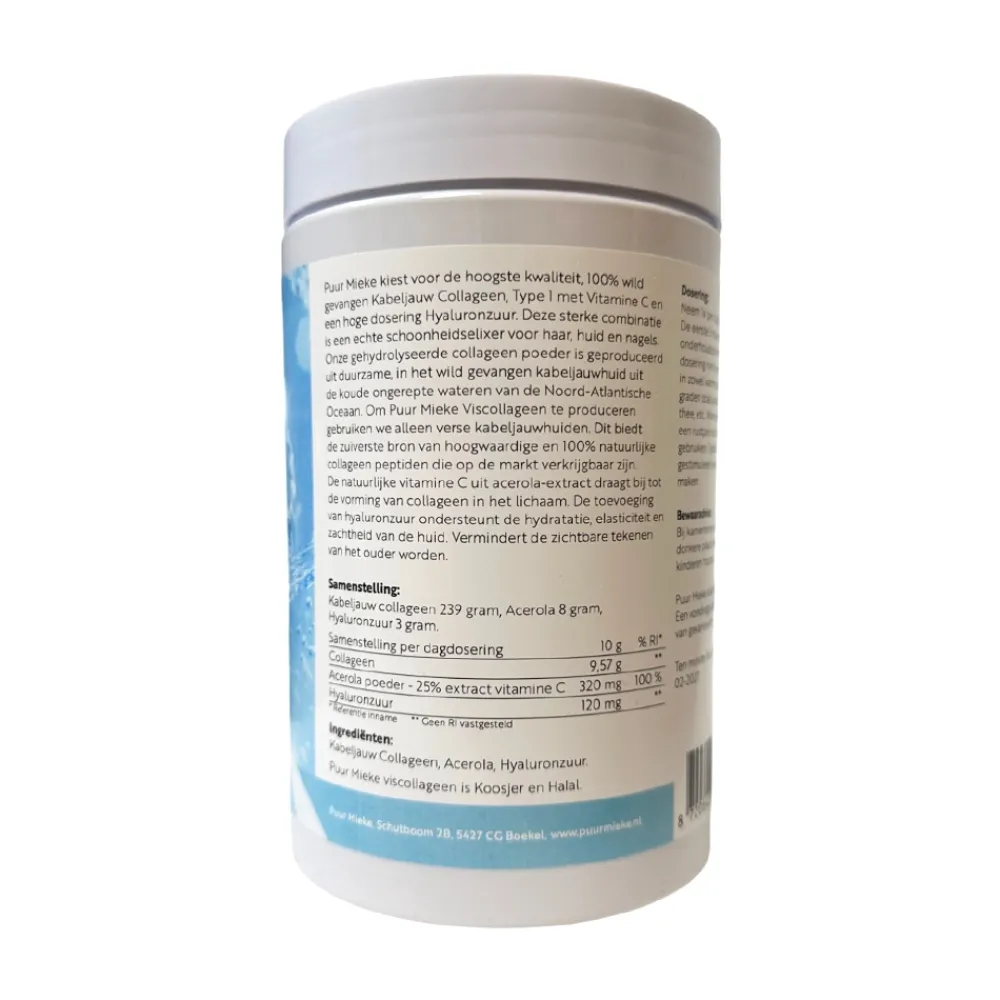 Puur Mieke Rimpels|Puur Mieke Supplementen>Viscollageen Poeder met Hyaluronzuur & Vitamine C - 250g