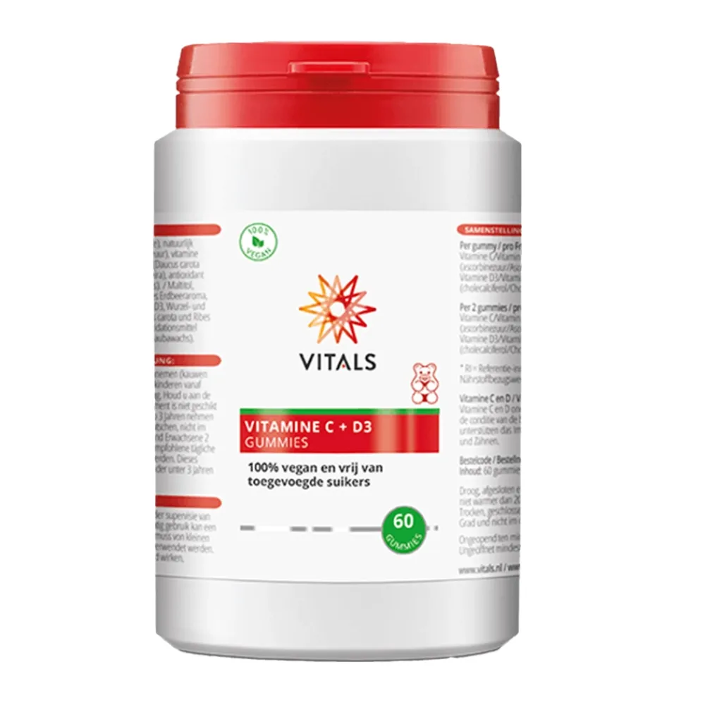 Vitals Immuunsysteem|Botten & Gewrichten>Vitamine C + D3 - 60 gummies