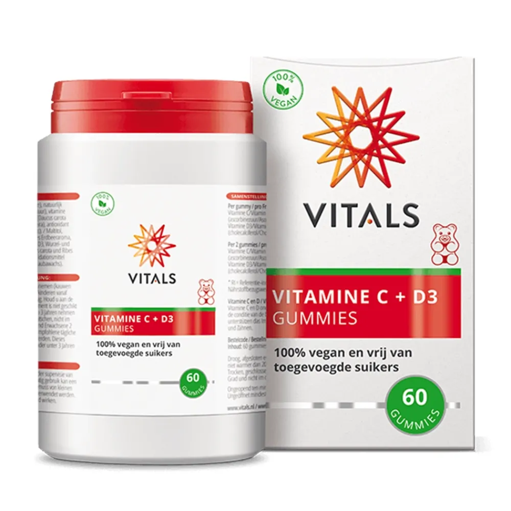 Vitals Immuunsysteem|Botten & Gewrichten>Vitamine C + D3 - 60 gummies