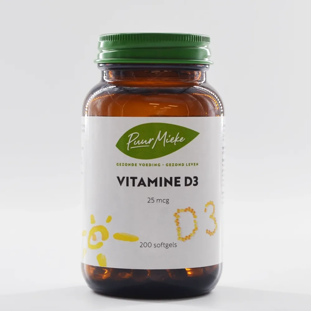 Puur Mieke Spieren|Immuunsysteem>Vitamine D3 - 25 mcg - 100 softgels