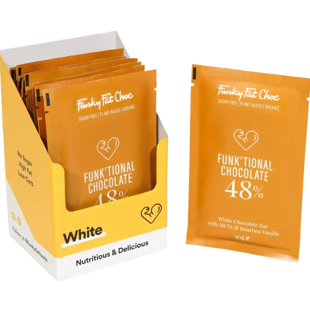 Funky Fat Choc Chocolade>Witte Chocolade met Vanille en MCT - BIO