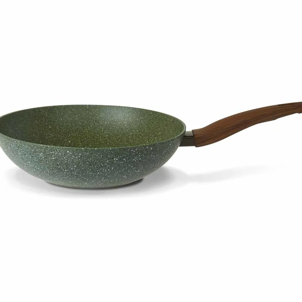 Natura Induction Wokpan Zonder Teflon>Wokpan 28cm met hout-look greep - VegeTek